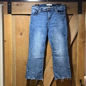 Liverpool Blue Frayed Hem Cropped Jeans